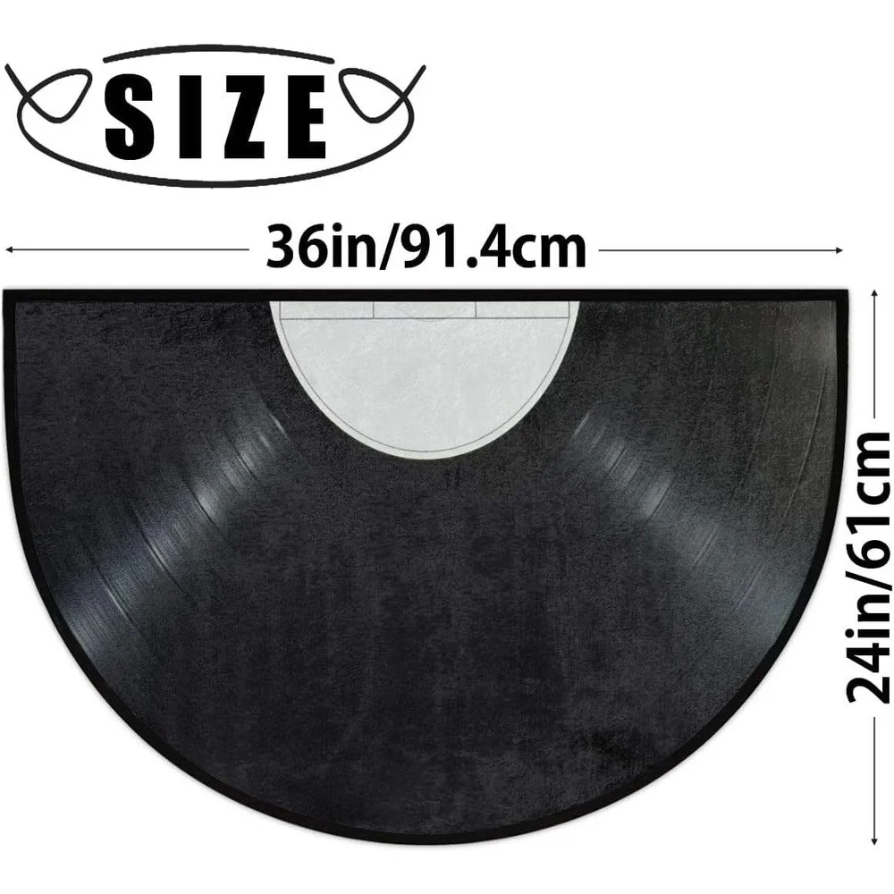 Record Player Vinyl Record Semi Circle Door Mat Rug